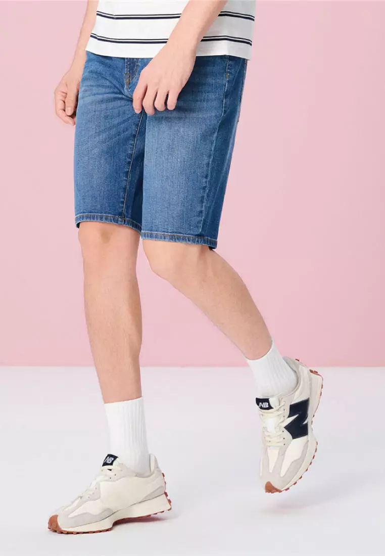 Men's Stretchy Denim Slim Low Rise Shorts (180° Elastic Waist) 01106225