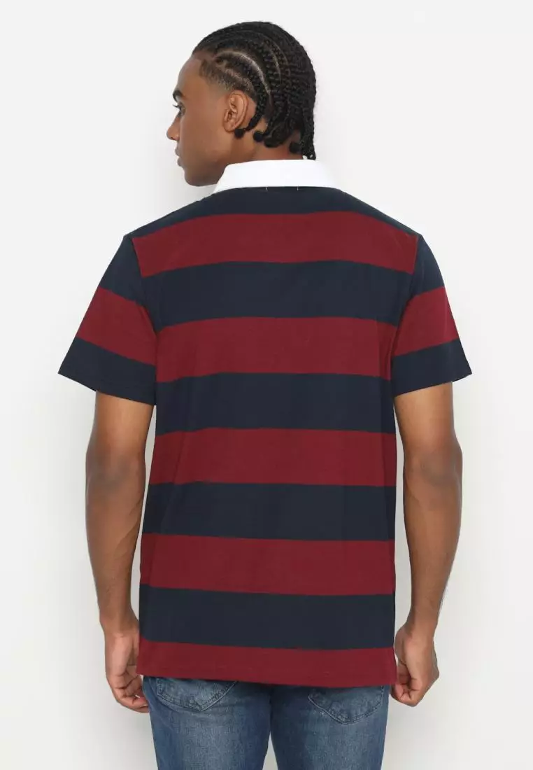 Matsuda Kaos Rugby Polo Shirt Pria Katun Lengan Pendek Noshiro