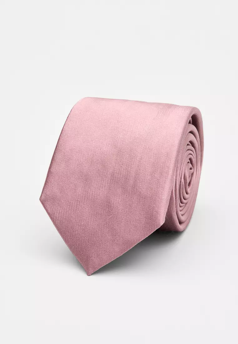 灰粉色素面⁠窄版領帶