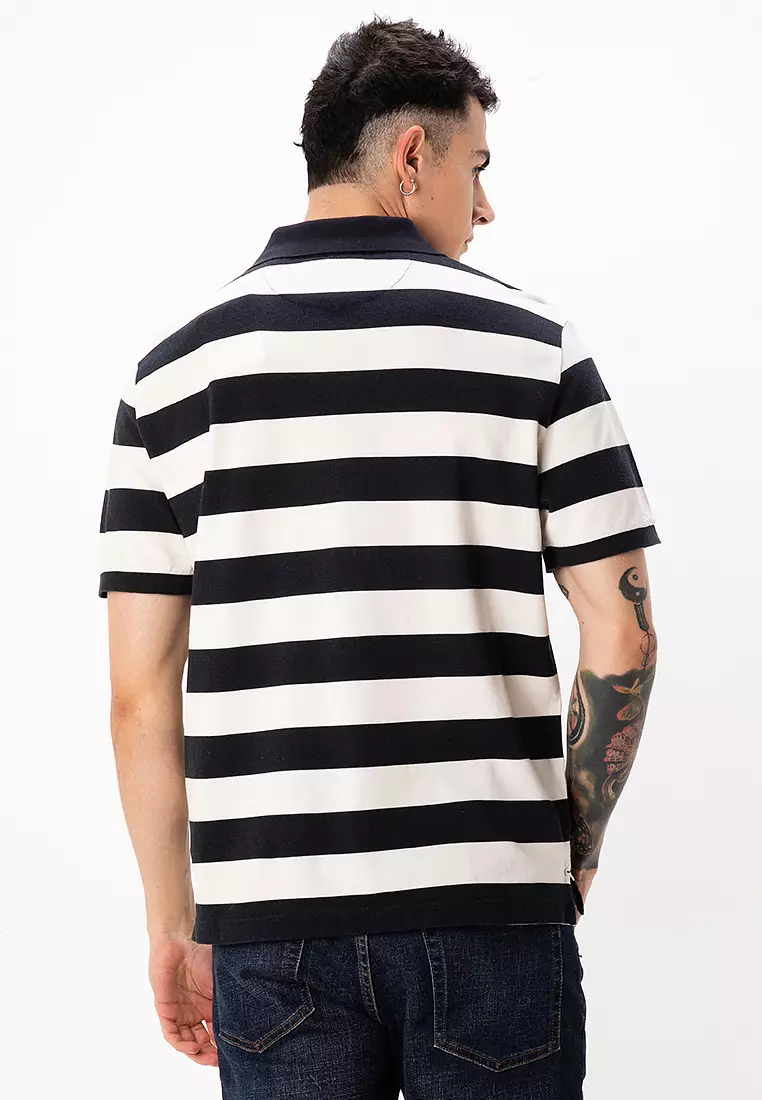Striped Heavy Washed Polo Shirt