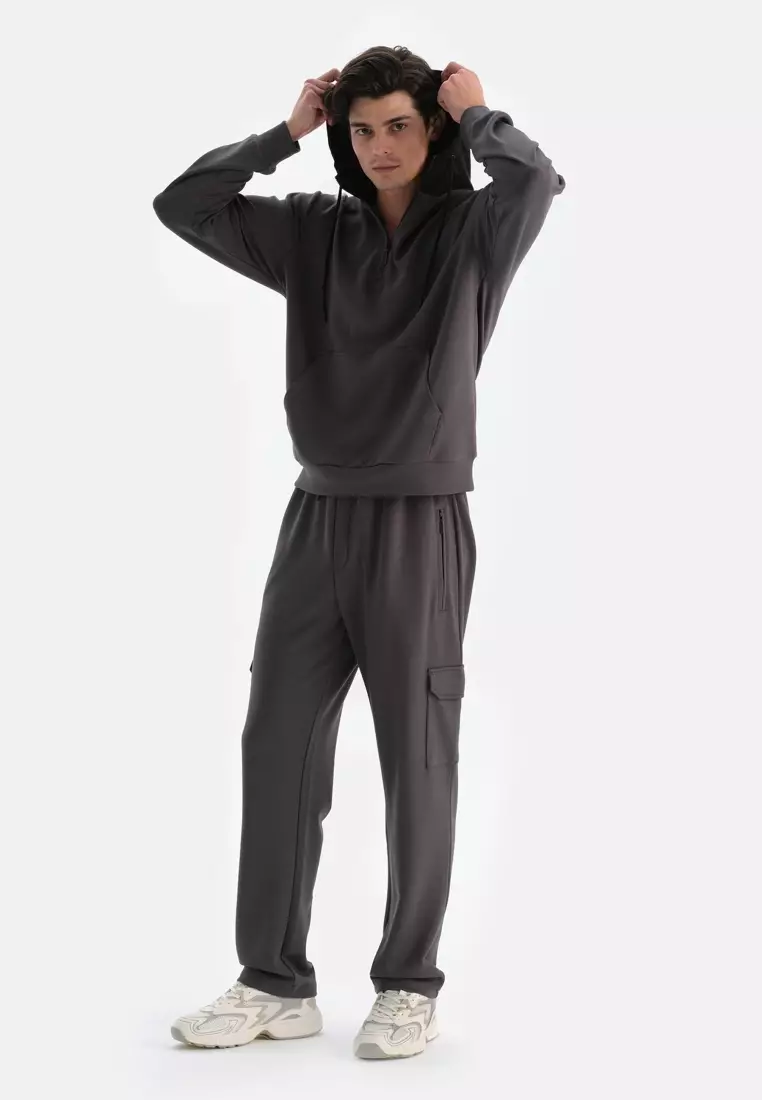 Anthracite Sweatshirt, Hooded, Activewear for Men