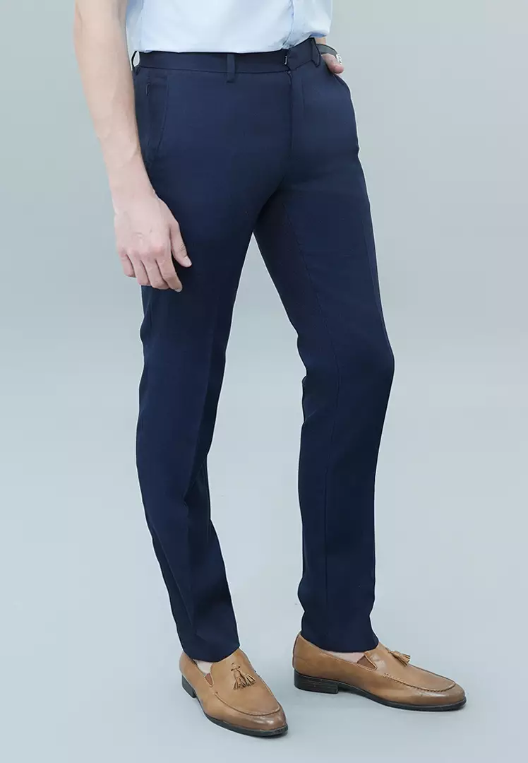 Johnwin - Celana Formal - Celana Pria - Navy - Polyester - Slim Fit - F.1023.010.127.C
