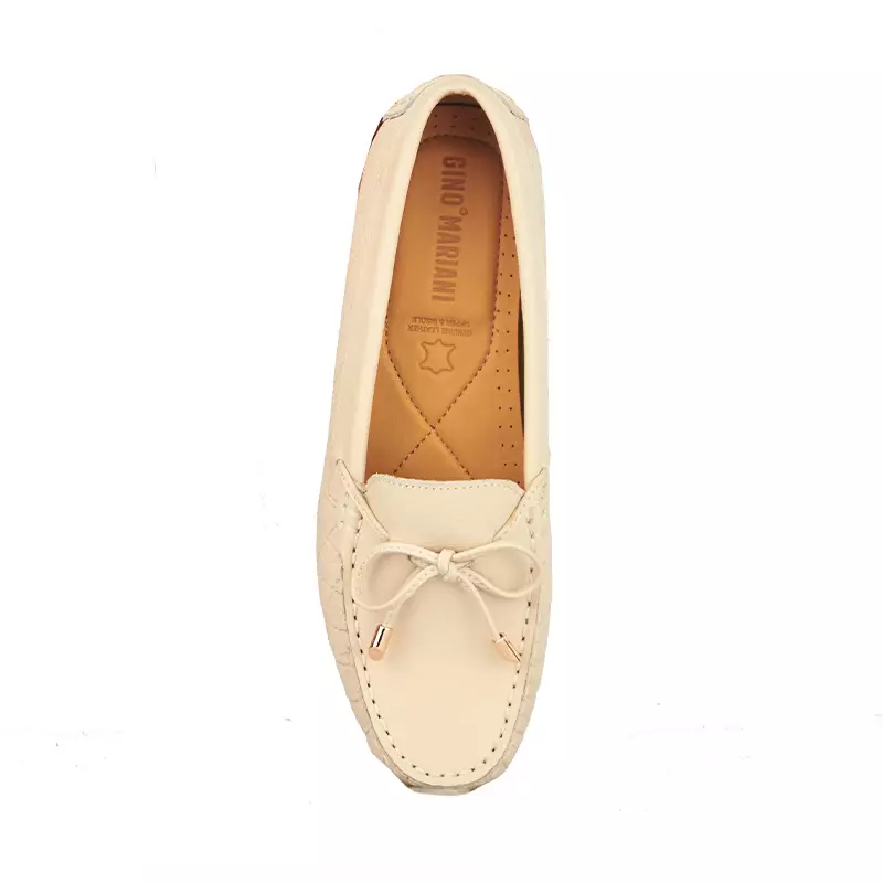 Sepatu Casual Wanita Loafer Moccasin Gino Mariani Estelle Putih