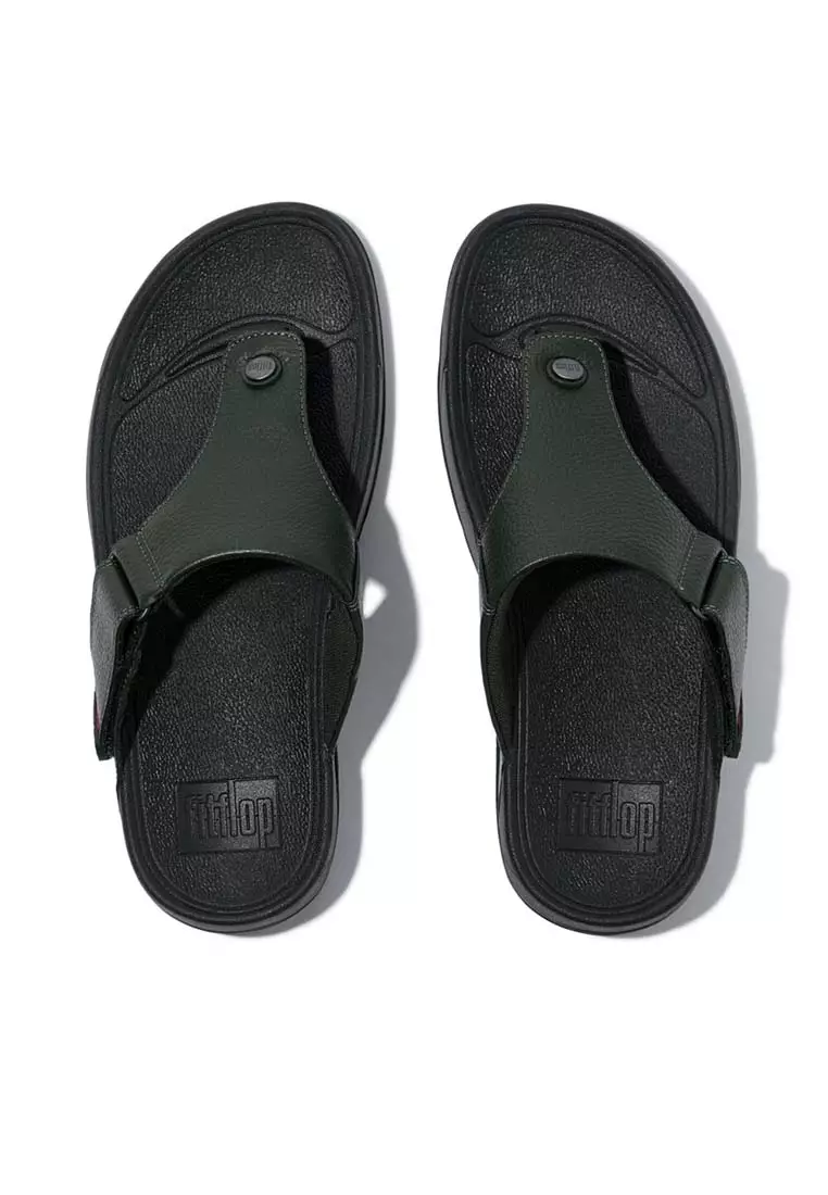 FitFlop TRAKK II Mens Leather Toe-Post Sandals - Deep Green (279-888)