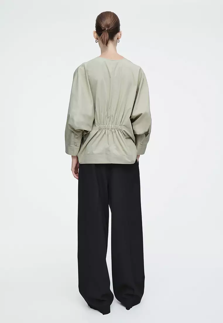 Elasticated Batwing-Sleeve Blouse