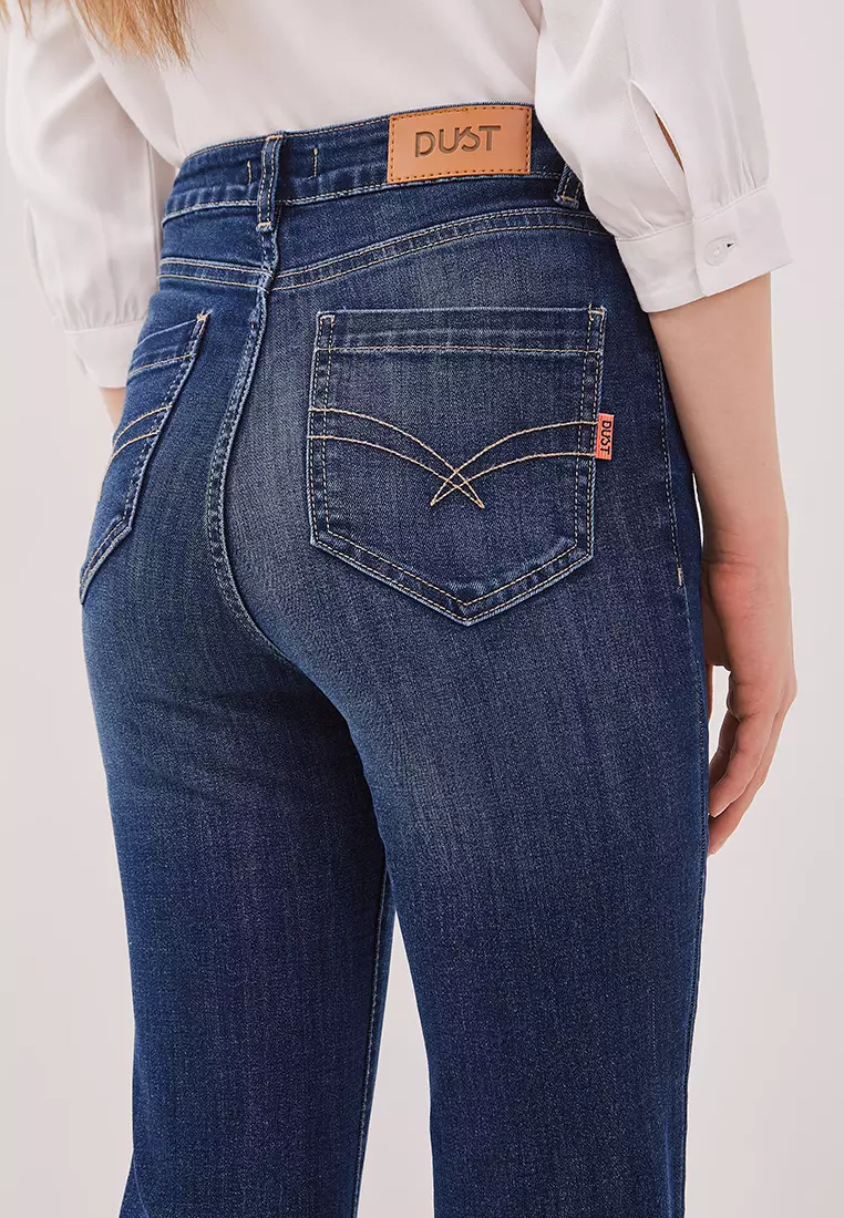 DUST Celana Split Flare Jeans Radina Medium Dark Blue