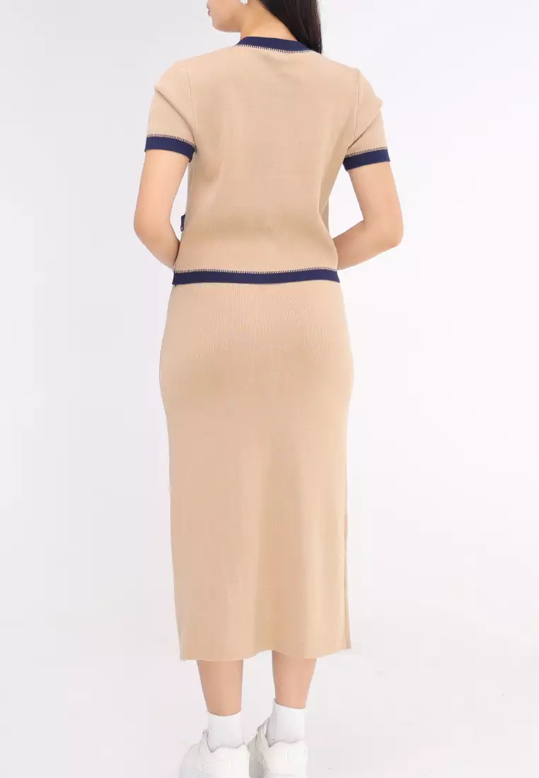 Short Sleeves Blouse/Skirt Terno