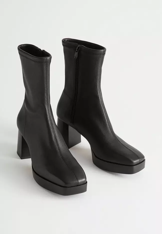 Stretch block heel boots discount