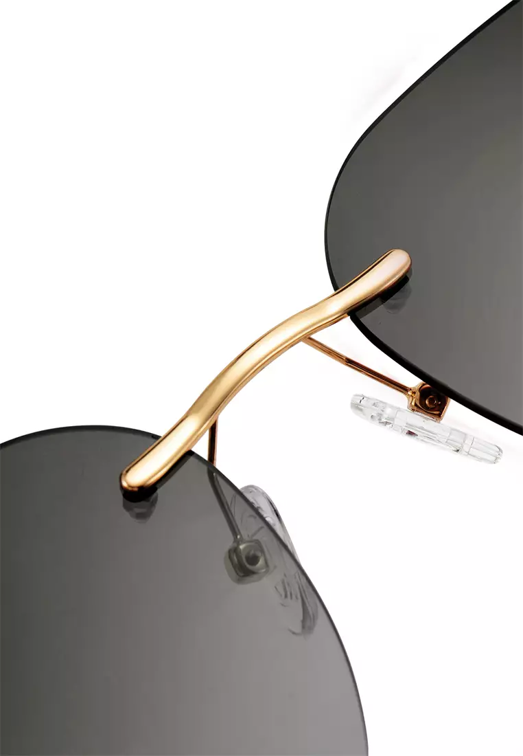 Passang Unisex Fashion Square Frame Sunglasses Frameless Glasses - Black