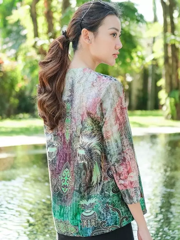 Agnia Purple Outer Wanita  Digital Print