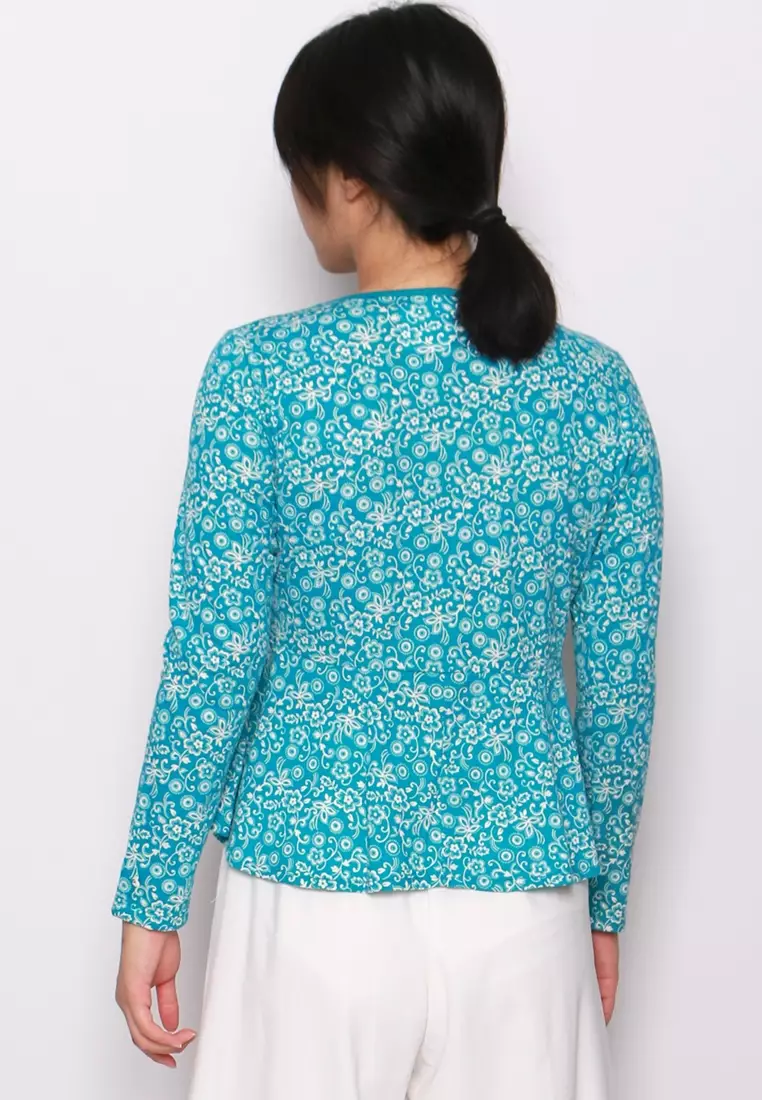 Long Sleeve Printed Peplum Tee