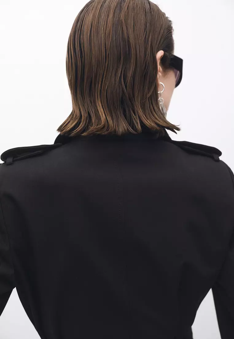 Double-Button Cotton Trench Coat