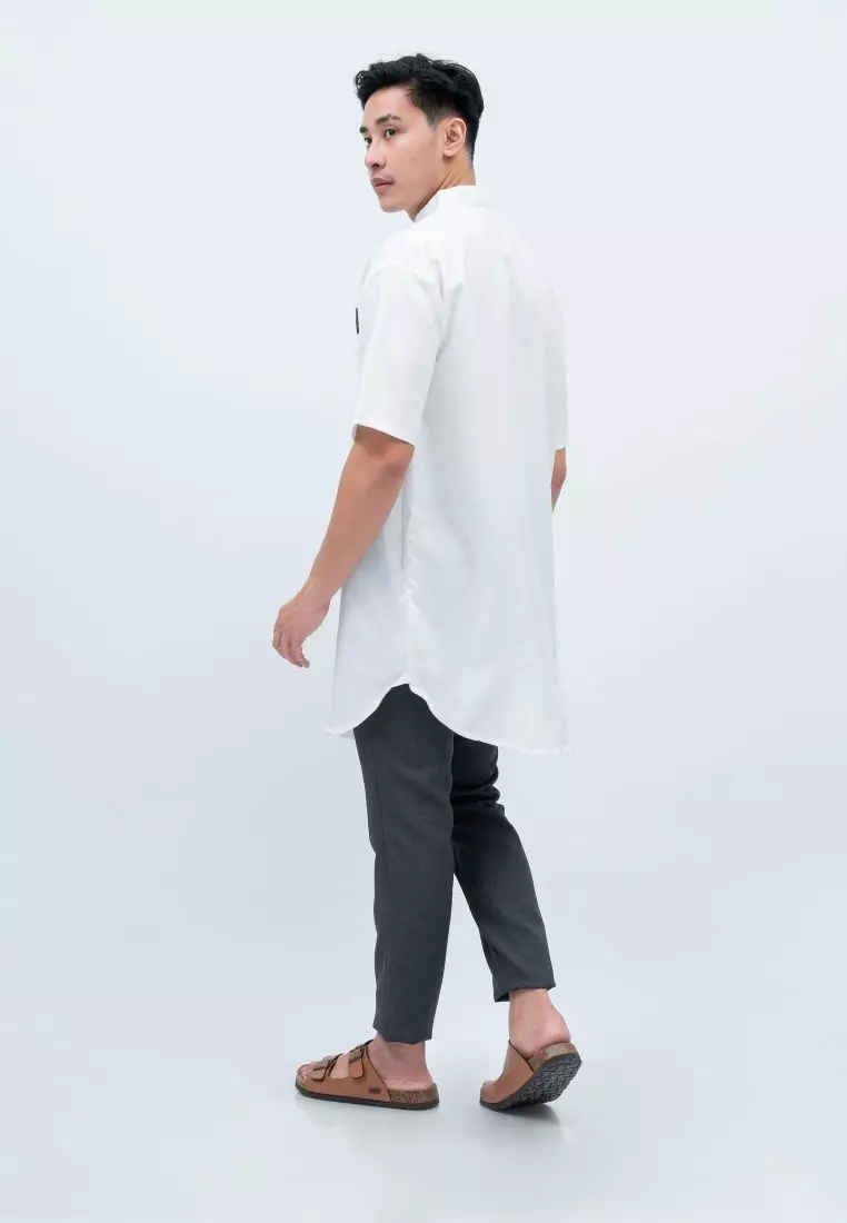 Baju Koko Kurta Pakistan Lengan Pendek Muslim Gamis Pria Houseofcuff J PUTIH