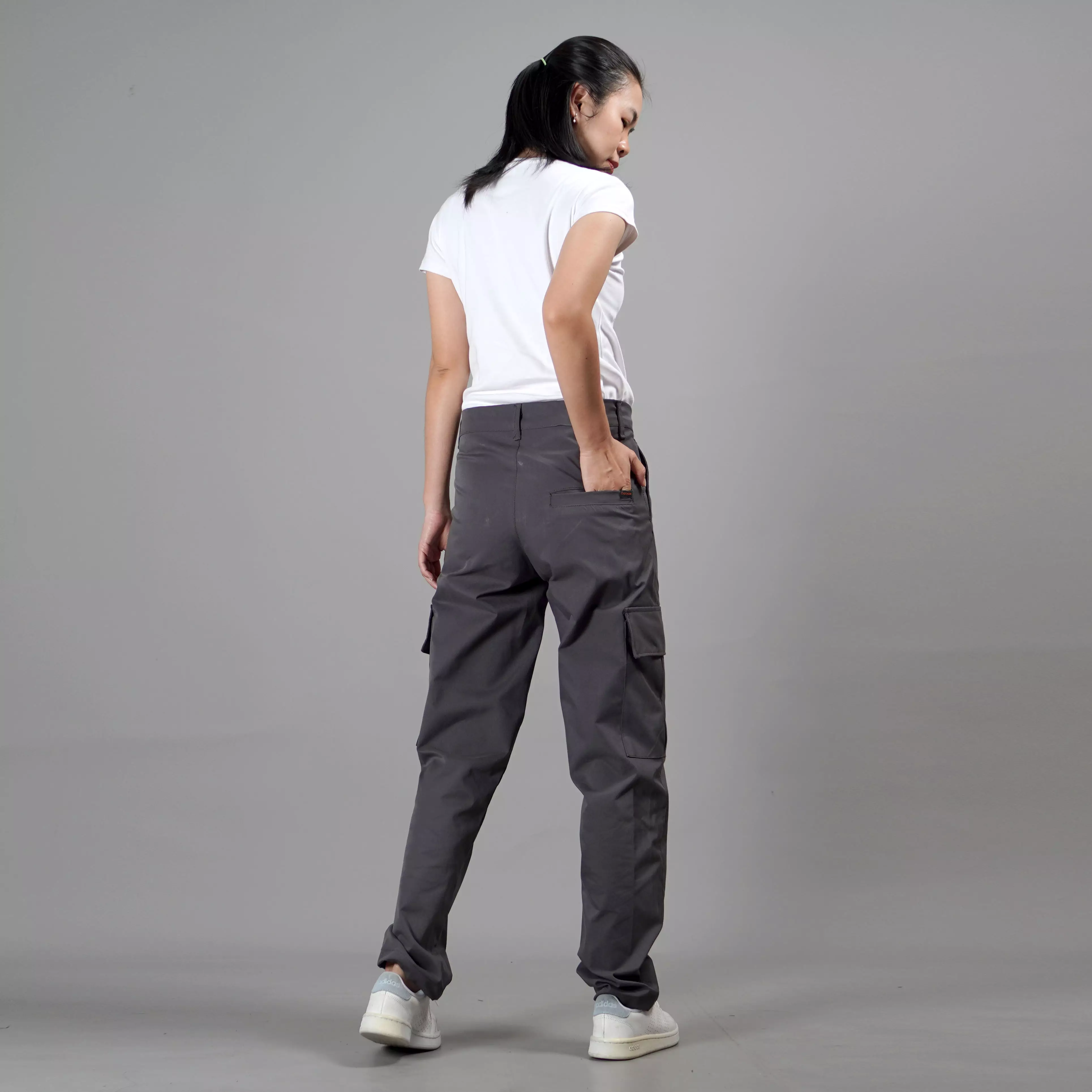 RAYSA Celana Panjang Wanita Celana Cargo Wanita Celana Wanita - ABU TUA