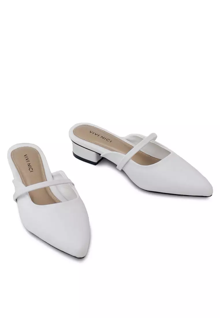 VIVI NICI - Lillie Sandal Mules Hak 3 Cm Clean White