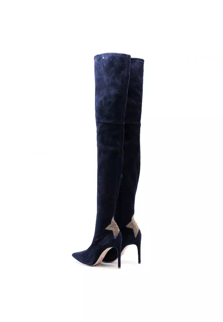 navy thigh high boots
