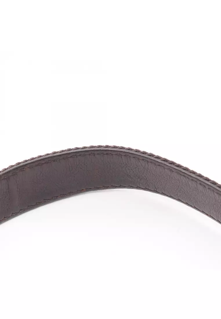 Pre-Loved Gucci one shoulder bag canvas leather Dark brown