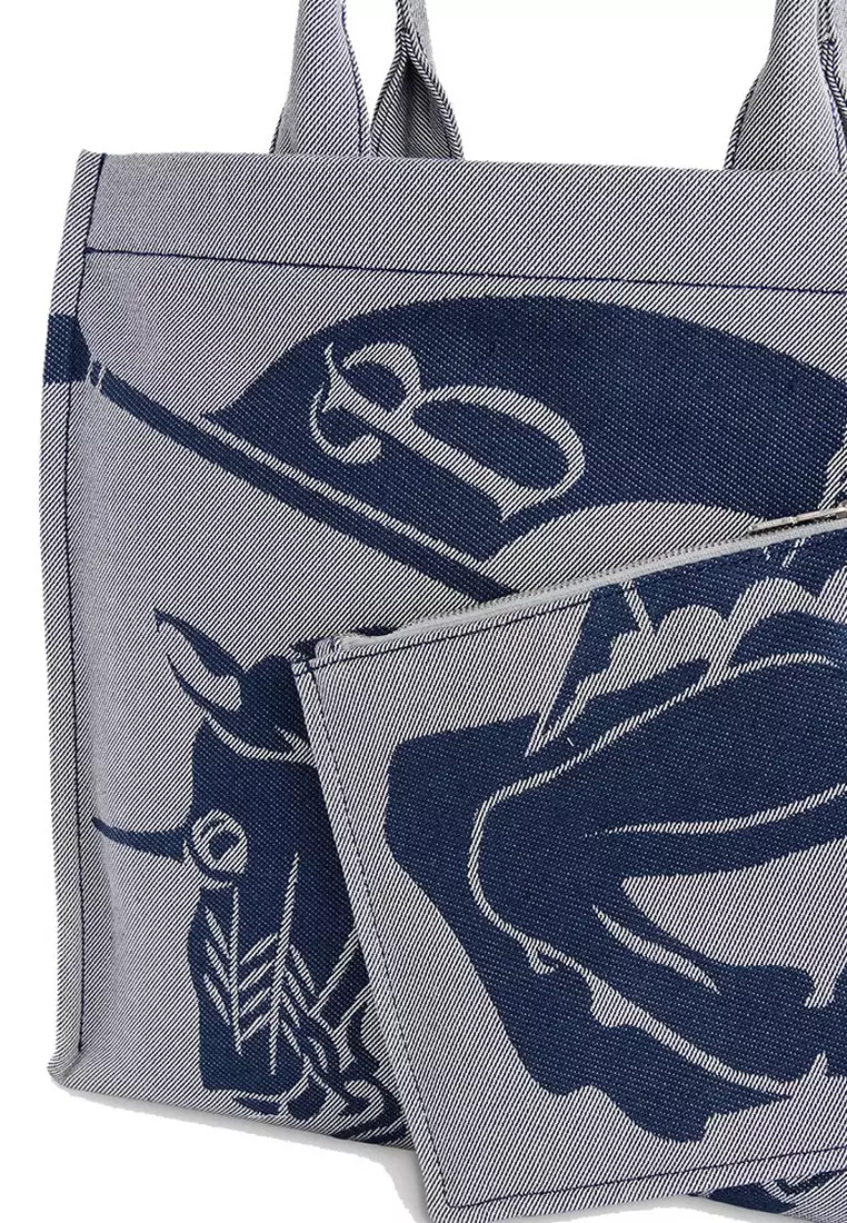 Buy BURBERRY Small Horse Rider Tote Bag in Knight Blue 2026 Online