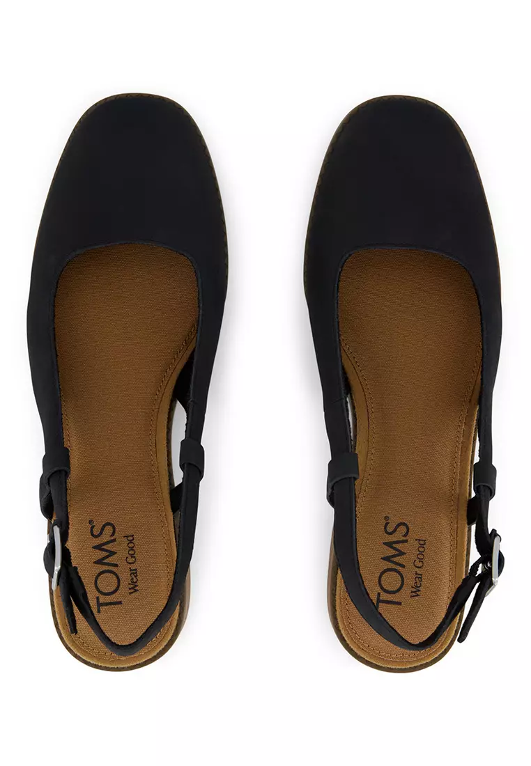 TOMS Women Jaclyn Slingback Black Nubuck Leather Heels