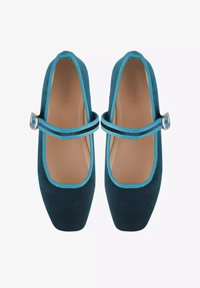 Vivienne Flat Ballerina Shoes in Blue