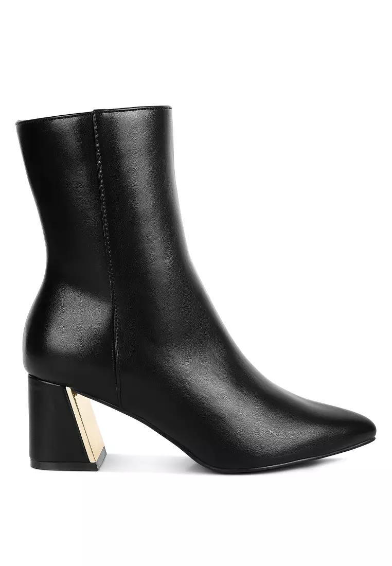 Discount on London Rag  shoes - SKU: Black Metallic Accent Heel High Ankle Boots