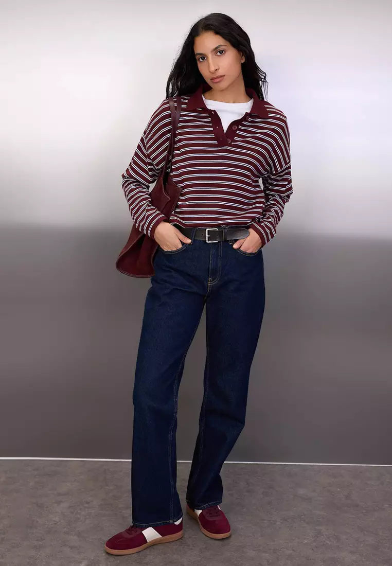 Wardrobe Essentials Plum Premium Yarn/Special Yarn Wide Pattern Striped Knitwear Sweater Twoaw26Kz19
