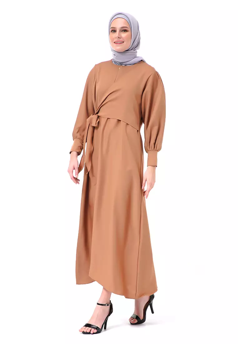 Alliyah Dress Gamis Muslimah Long Sleeve Model Balon Regular Fit Premium High Quality - Milo