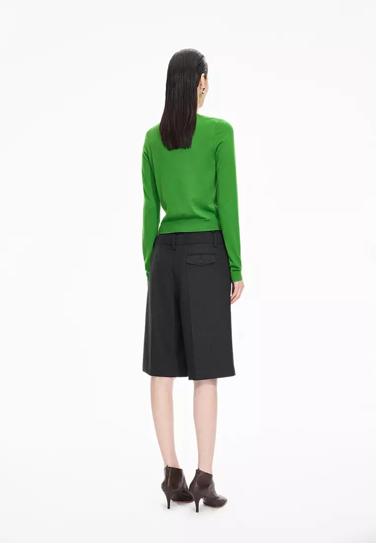 巴素兰羊毛修身短款开襟针织衫