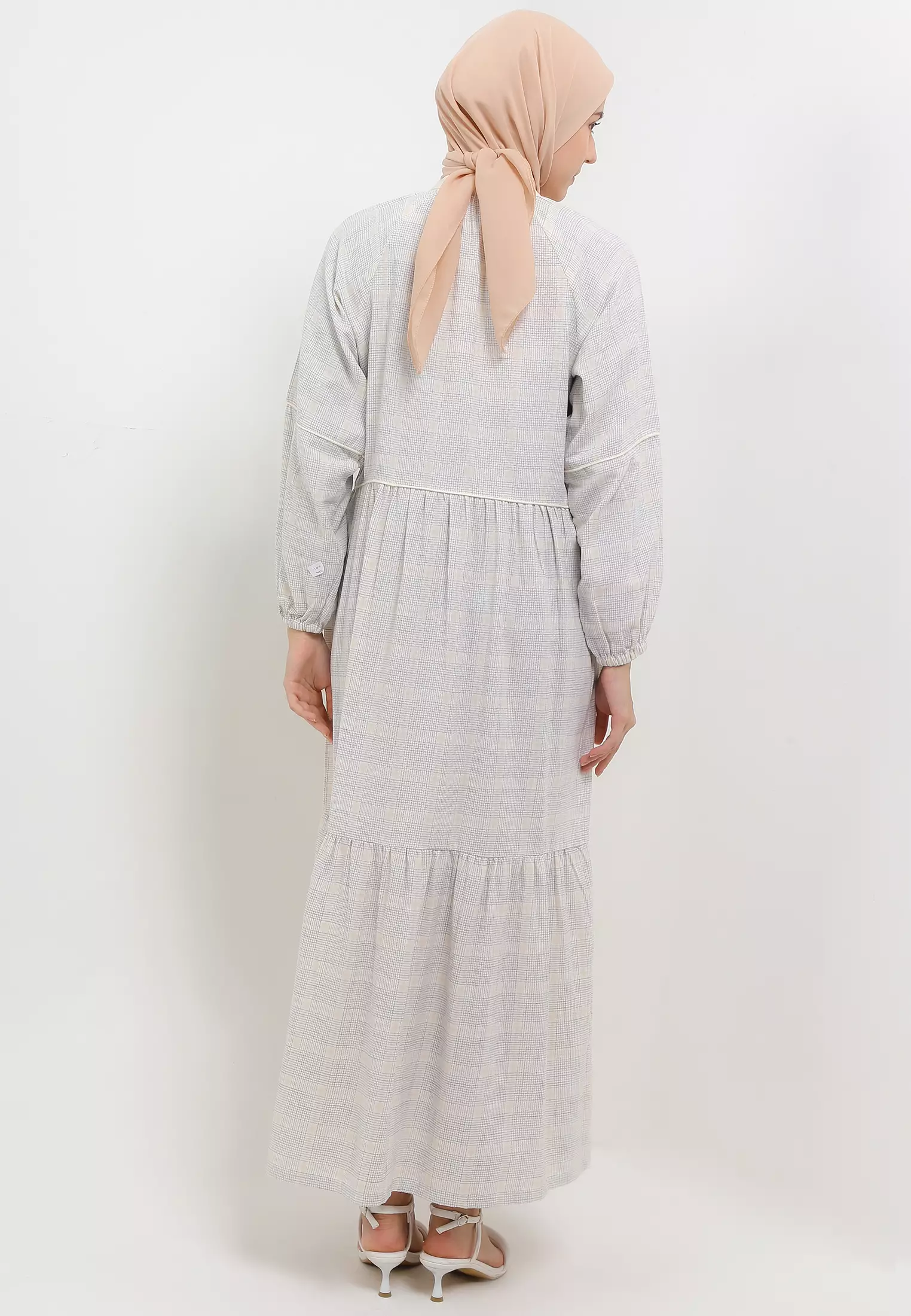 MFMW Shaadi Dress Gamis Broken White Motif Kotak