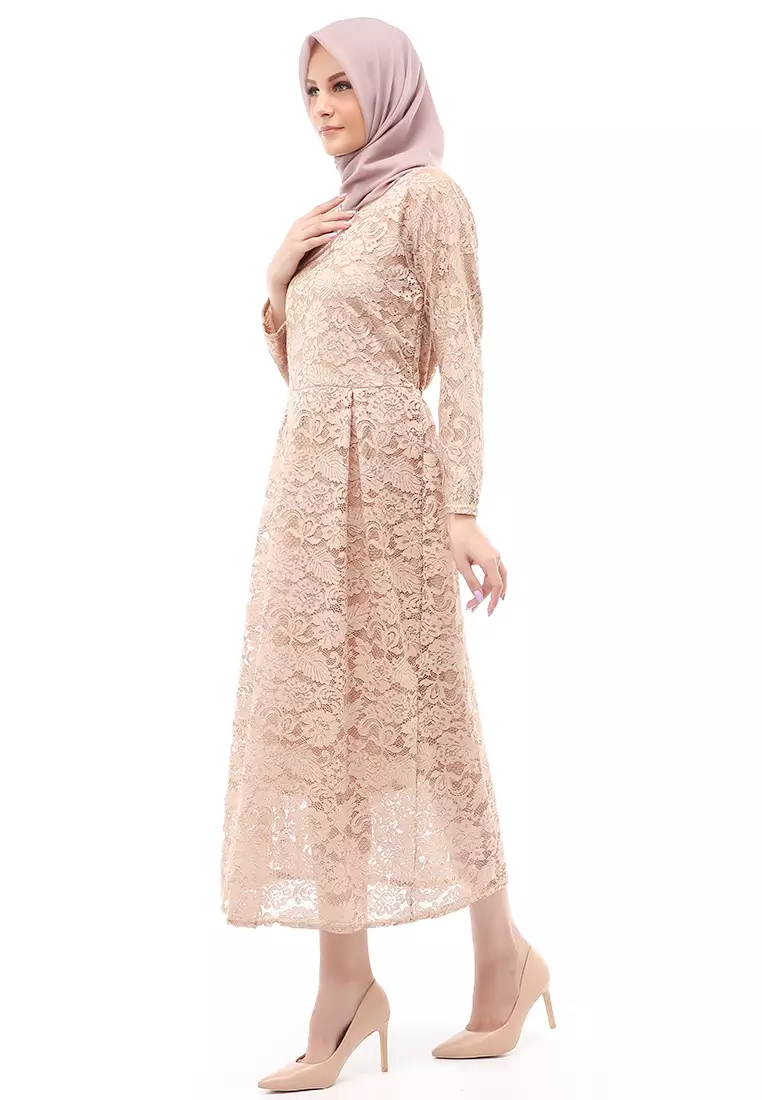 Alveera Gamis Brukat Muslimah Long Dress Regular Fit - Coksu