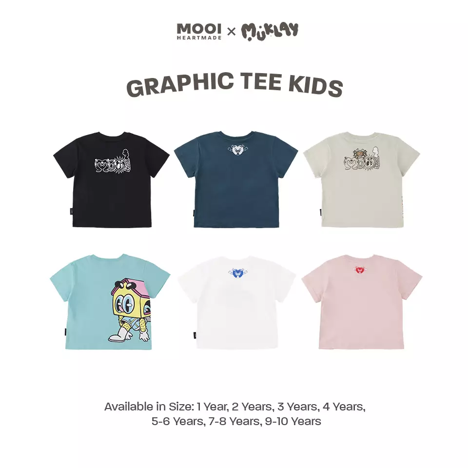 Mooi X Muklay Kaos Anak Unisex Graphic Tee Kids - White