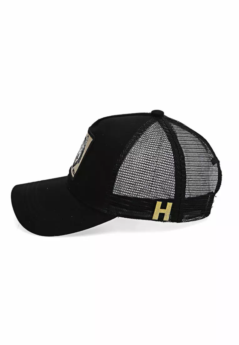 Onds Topi Trucker Baseball Wolf Unisex Quick Drying Mesh Uniqe Design Material Cotton ORIGINAL - Black