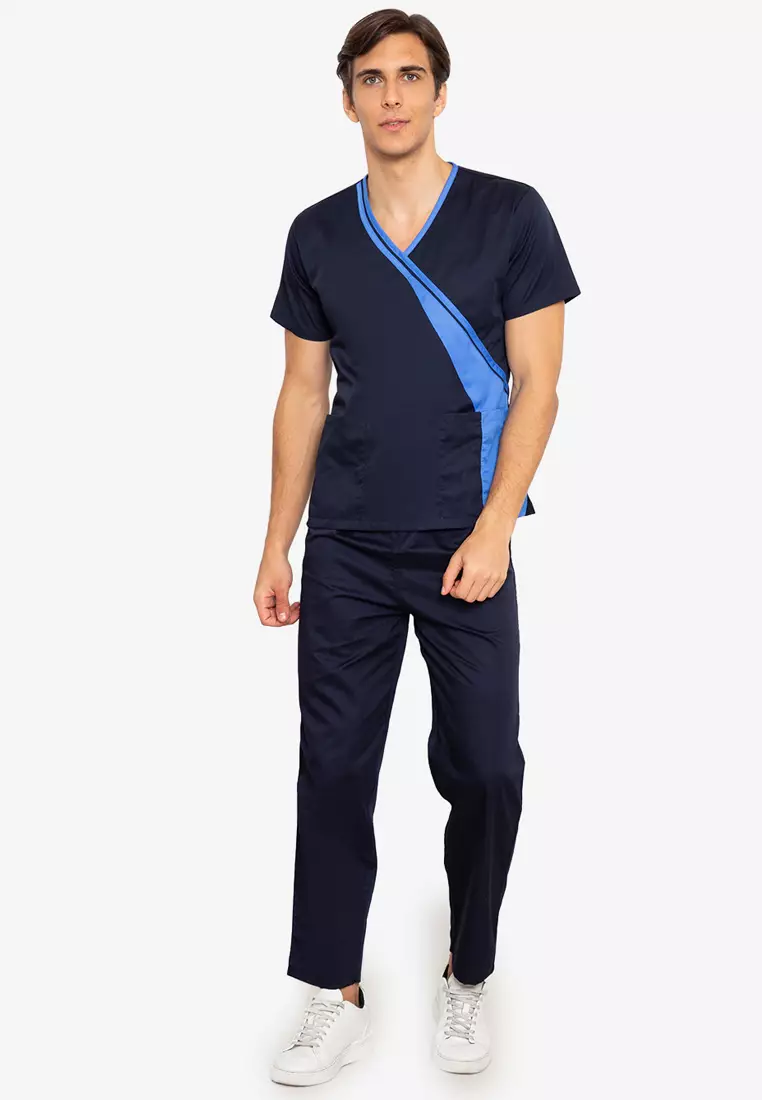 Buy INTAL GARMENTS Scrub Suit Nursing Uniform SS10 Wrap Around with Double  Slant Line Pocket Design 2024 Online