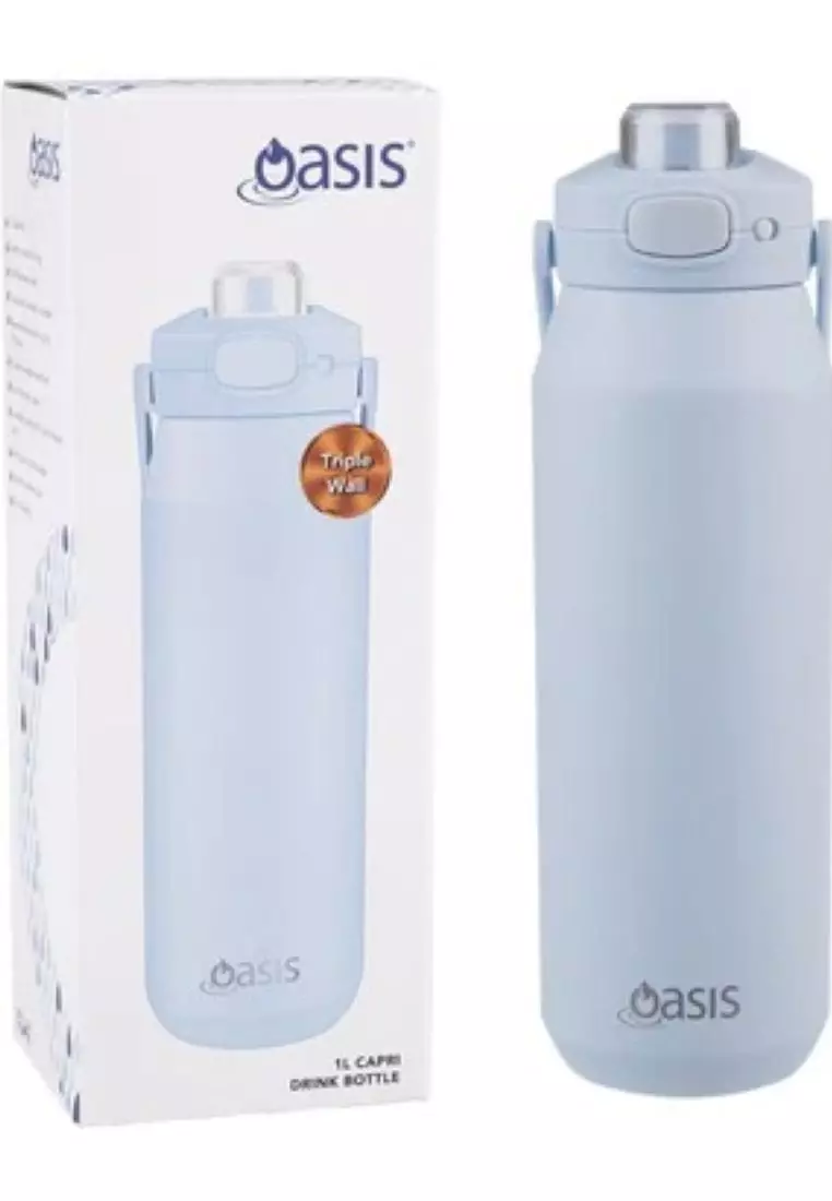 Oasis Ceramic Stainless Steel Triple Wall Capri Quick Release Drink Bottle 1L - Periwinkle