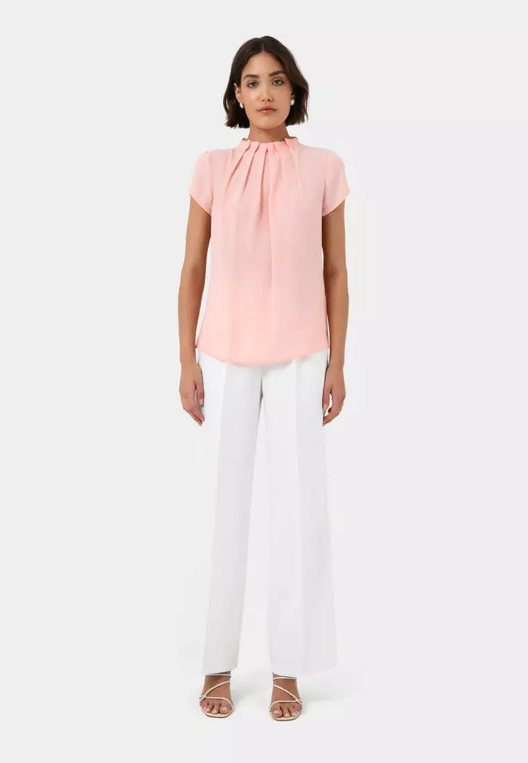 Olivia Pleated High Neck Top