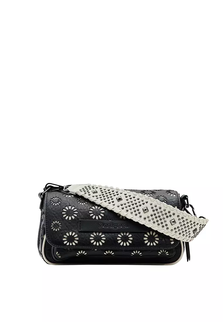 White studded discount crossbody bag