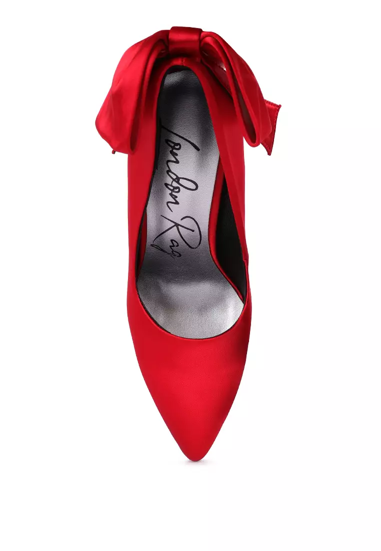 Red satin cheap sandals heels