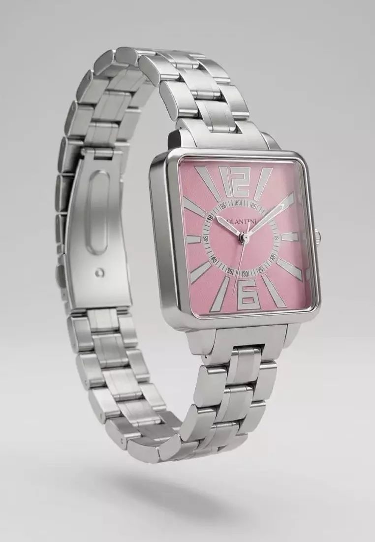 Zalora Exclusive - La Parisienne Steel Quartz Watch, Pink Dial on Steel Milanese Bracelet