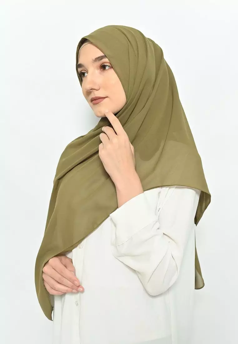 Pasmina Ceruty Instan Oval Olive with Inner