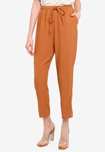 Shop Trendyol Cinnamon Elastic Waist Pants Online On Zalora Philippines