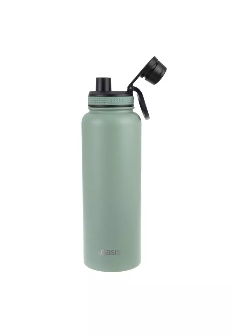 Oasis Stainless Steel Insulated Sports Water Bottle with Screw Cap 1.1L - Sage Green