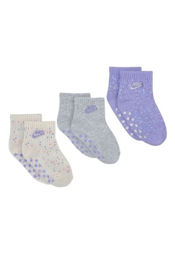 Nike purple Nike Girl Infant's 3 Pack Grip Ankle Socks (6 - 24 Months) - Cashmere Yellow A6EA8KA8E6FE30GS_1