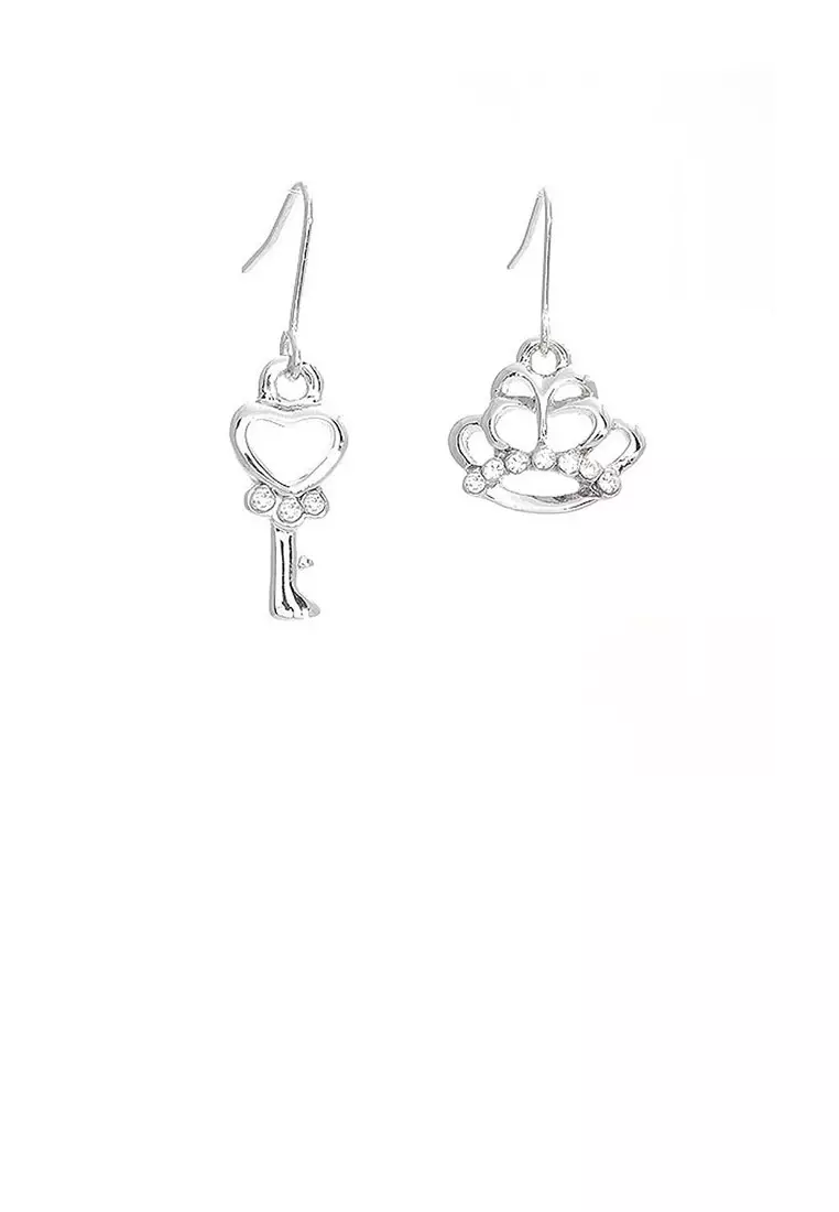 Elegant Crown and Baton Earrings with Silver Austrian Element Crystals