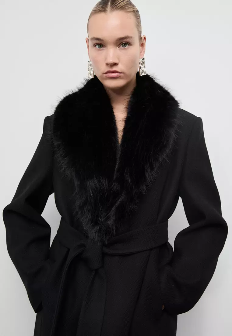 Manteco Coat With Fur Collar