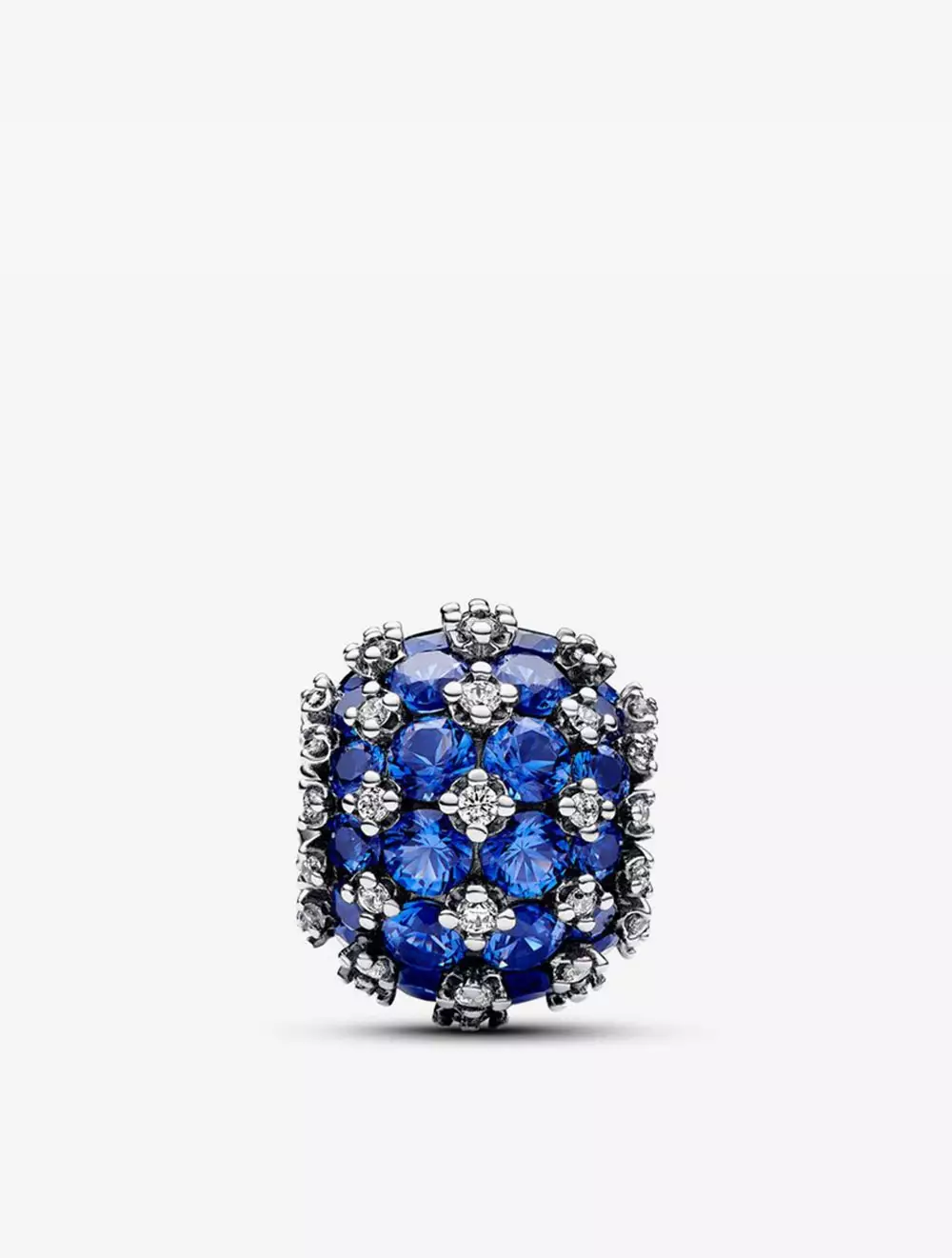 Sterling silver charm with princess blue crystal and clear cubic zirconia