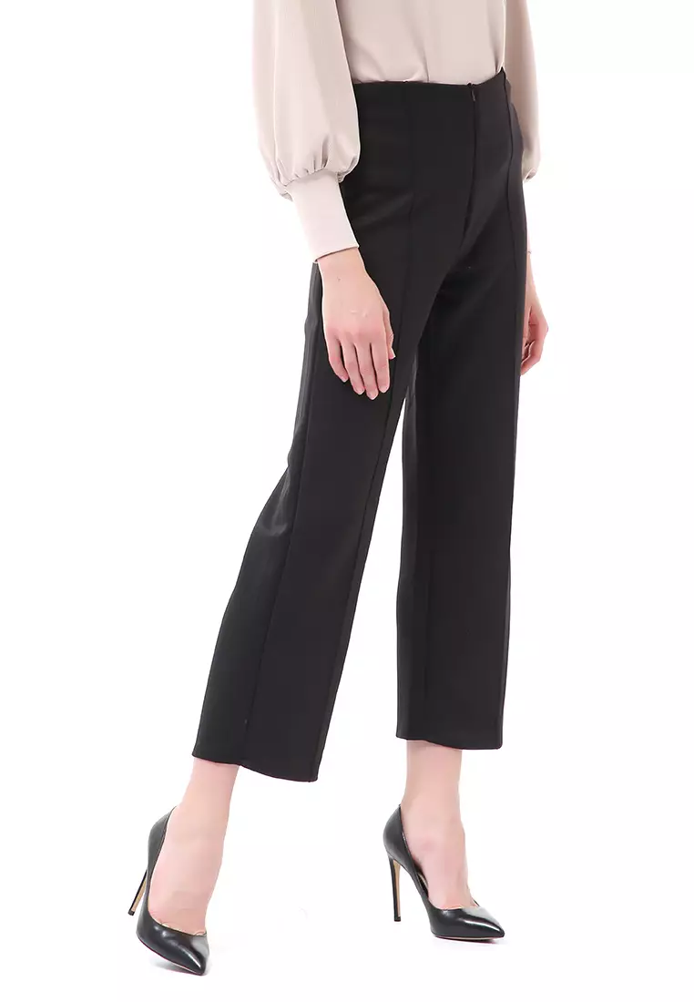 Stella Celana Kerja Wanita Long Pants Kulot Simple Design Material Scuba ORIGINAL - Black