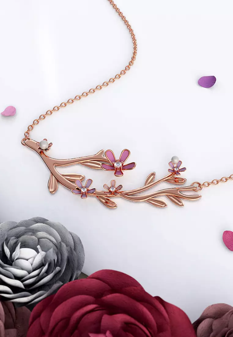 Petalia Pink Necklace Featured SWAROVSKI® Crystals in Rose Gold
