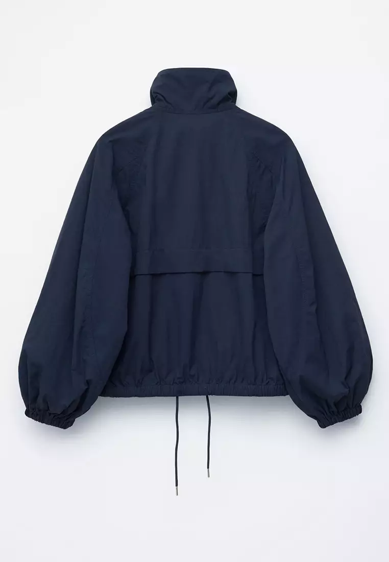 Stand-Collar Drawstring Jacket