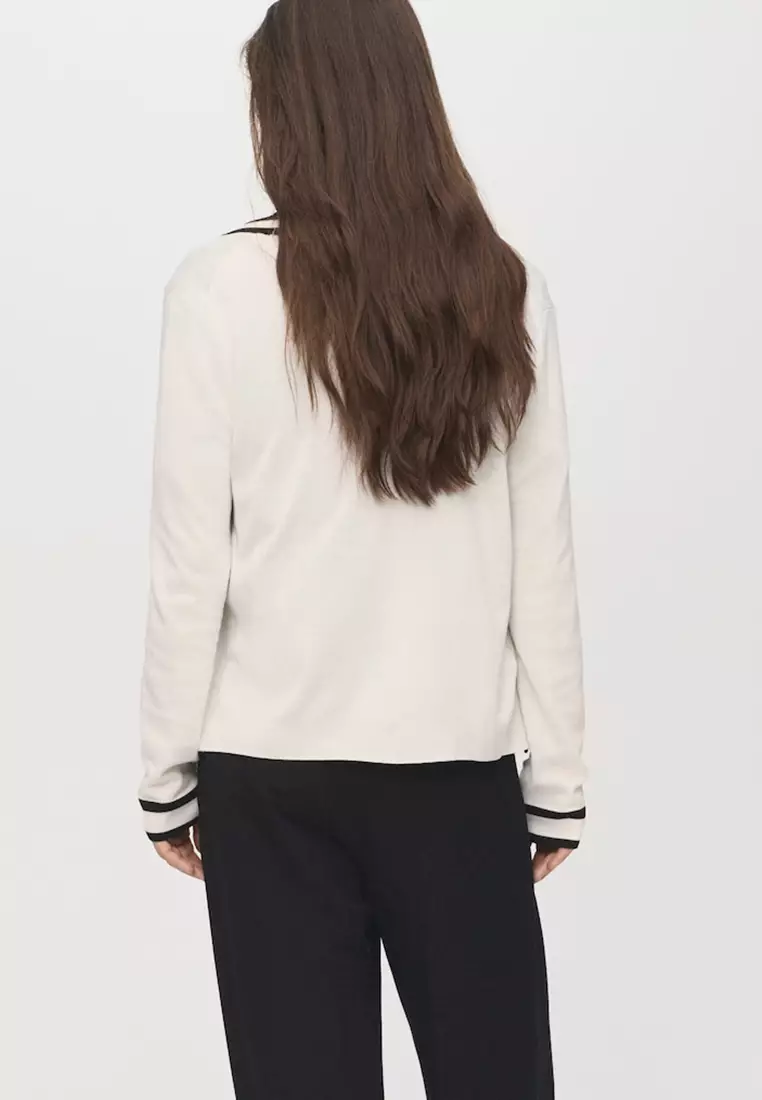 Cardigan with Contrasting Stripes