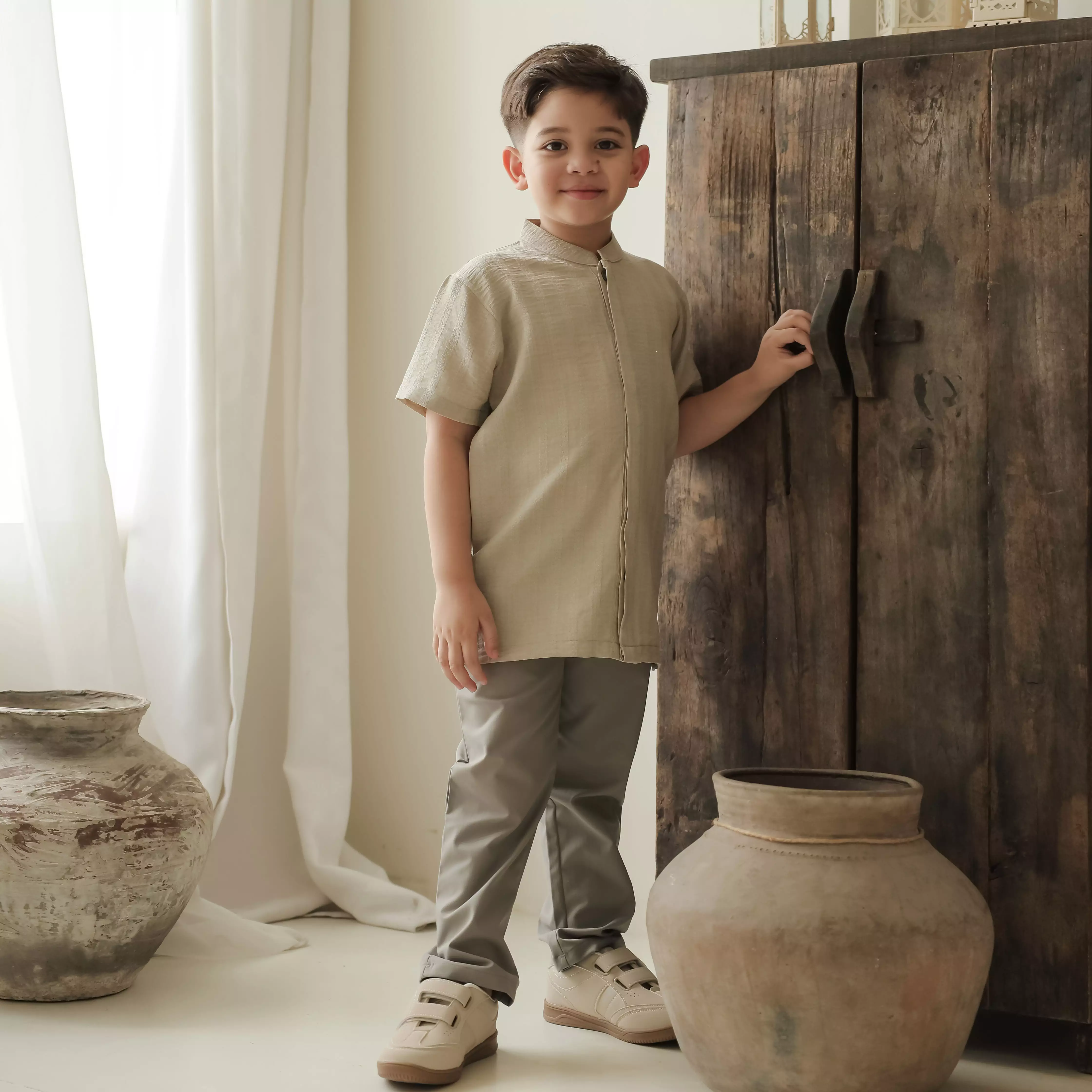 MFMW X PITO DITO Sarimbit Keluarga - Leebul Series | Raya Collection - Anak laki laki Beige